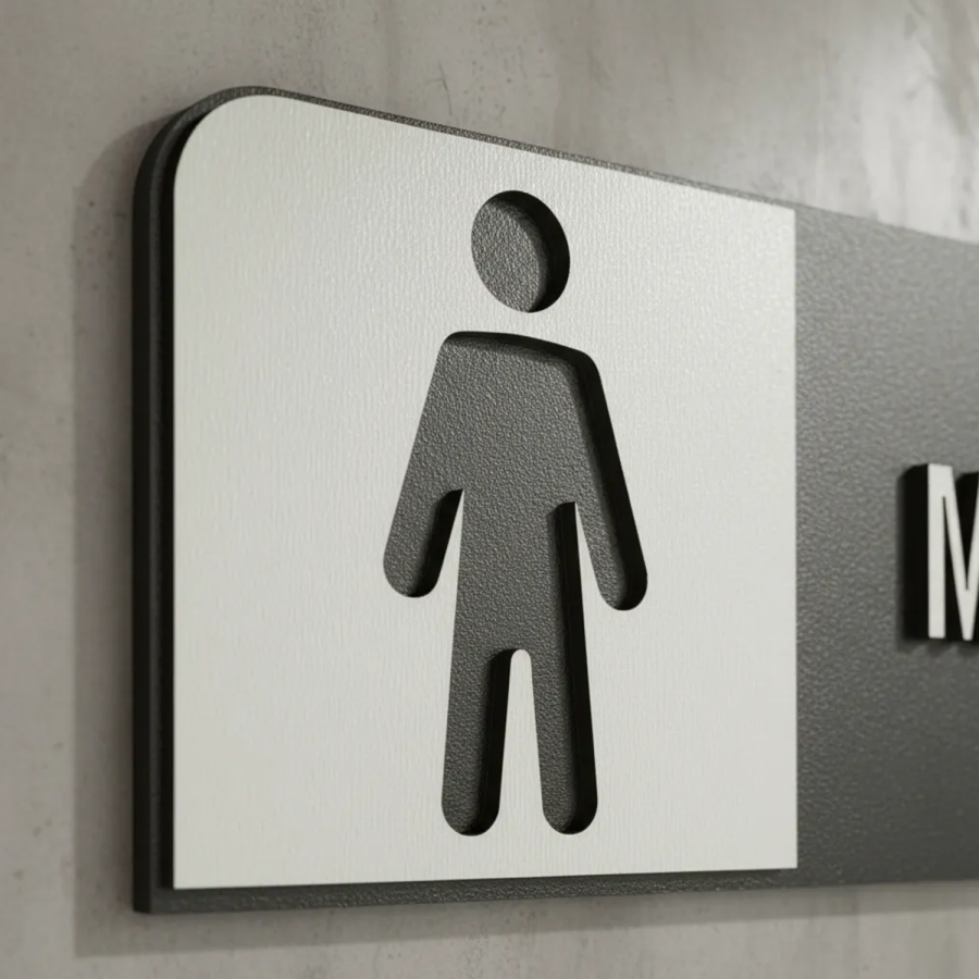 Placa de Sinalização Indicativa MDF 3D - WC Masculino